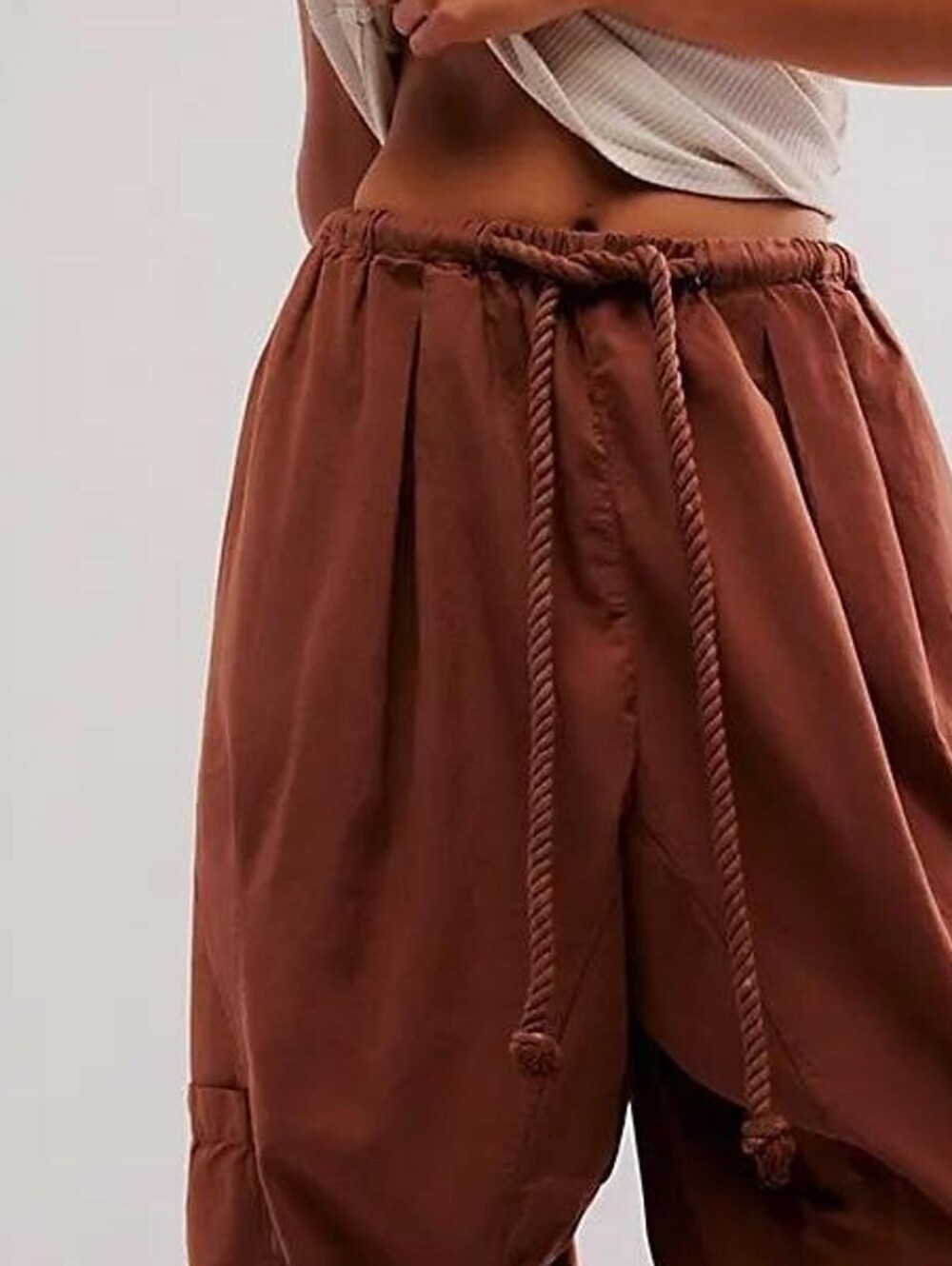 Free People Kalani Harem Pull-On Drawstring Pants in Brown XS (Run Large) - Picture 2 of 8